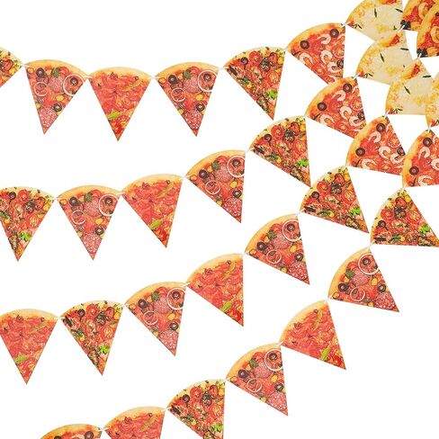 Boao 4 PCS 42 FT Pizza Decorations Banner Party Garland Pennant Streamers for Pizza Party Turtle تحت عنوان عيد ميلاد ، تم تجميعها مسبقًا in Saudi Arabia