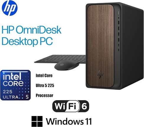 كمبيوتر HP 2025 OmniDesk M03 Premium Business Next Gen AI Desktop كمبيوتر Intel Core Ultra 5 225 (حتى 4.9 جيجا هرتز)، ذاكرة الوصول العشوائي DDR5 سعة 32 جيجا بايت، 2 تيرابايت PCIe SSD، Wi-Fi 6، HDMI، DP، دعم شاشتين 4K، Windows 11 in Kuwait