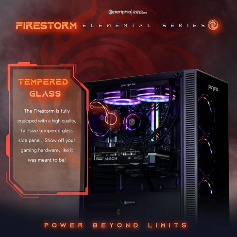 كمبيوتر Periphio Firestorm للألعاب، معالج AMD Ryzen 5 5600X مبرد سائل يصل إلى 4.6 جيجاهرتز مع رسومات Radeon RX 7600، ذاكرة وصول عشوائي 16 جيجابايت، 1 تيرابايت SSD، واي فاي، كمبيوتر مكتبي Windows 11، RGB، أسود، ألعاب كمبيوتر عالية الجودة 1080 بكسل in Kuwait