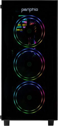 كمبيوتر Periphio Firestorm للألعاب، معالج AMD Ryzen 5 5600X مبرد سائل يصل إلى 4.6 جيجاهرتز مع رسومات Radeon RX 7600، ذاكرة وصول عشوائي 16 جيجابايت، 1 تيرابايت SSD، واي فاي، كمبيوتر مكتبي Windows 11، RGB، أسود، ألعاب كمبيوتر عالية الجودة 1080 بكسل in Kuwait