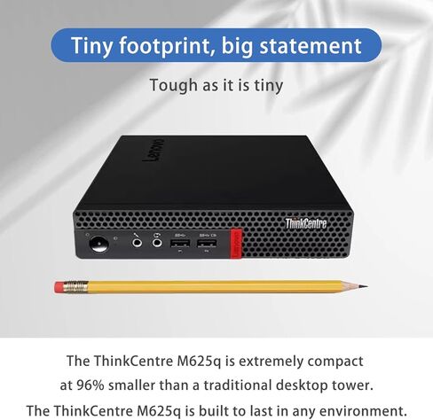Lenovo ThinkCentre M625q Business MFF Desktop, AMD A4 9120C, 16GB RAM, 1TB SSD, DP, Type-C, Support 2-Monitor 4K, RJ-45, Wi-Fi, Windows 11 Pro, Black, for Home Office & Corporate in Saudi Arabia