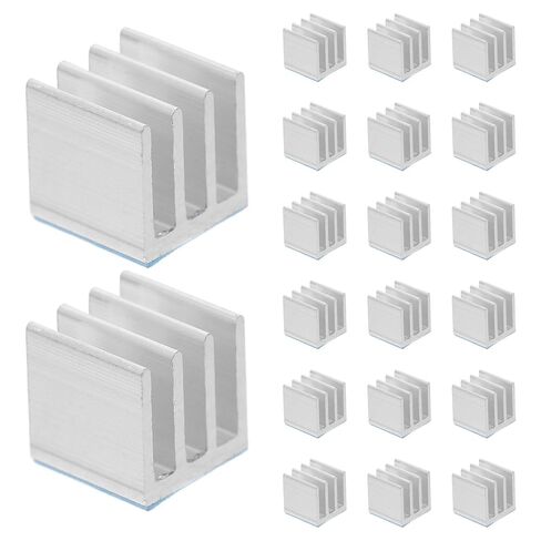 Homoyoyo 20pcs Aluminum Heatsink Blocks with Adhesive Tape, Universal Cooling Fin Heatsink Cooler for Electronic Chips and Routers, 10x10x10mm Thermal Heat Sink Adapter for PC and Daily Use in Saudi Arabia