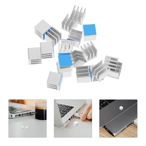 Homoyoyo 20pcs Aluminum Heatsink Blocks with Adhesive Tape, Universal Cooling Fin Heatsink Cooler for Electronic Chips and Routers, 10x10x10mm Thermal Heat Sink Adapter for PC and Daily Use in Saudi Arabia