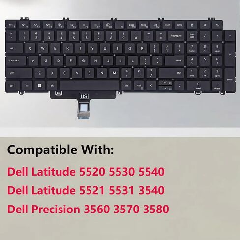 لوحة مفاتيح بديلة بإضاءة خلفية لجهاز Dell Latitude 15 5520 5521 5530 5531 5540 3540، الدقة 3560 3570 3580 سلسلة الكمبيوتر المحمول مع تخطيط الولايات المتحدة N7N16 0N7N16 in Kuwait