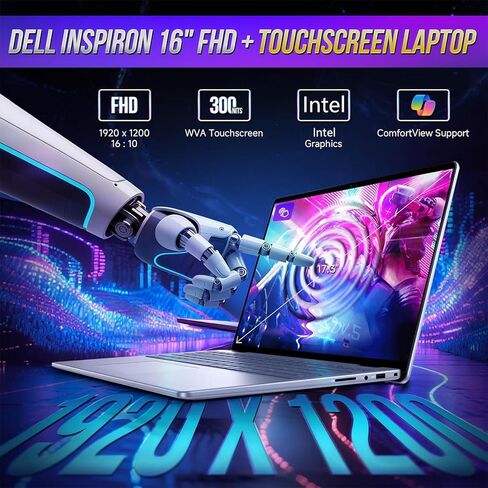 شاشة كمبيوتر محمول Dell inspiron 16 تعمل باللمس - Intel Core 7 150U Beat i7-1355U - شاشة 16 بوصة FHD+ تعمل باللمس - ذاكرة وصول عشوائي 32 جيجابايت | 1 تيرابايت PCIe SSD - Windows 11 Office 365 - لوحة مفاتيح بإضاءة خلفية - كمبيوتر شخصي مساعد، Portatil Work  in Kuwait