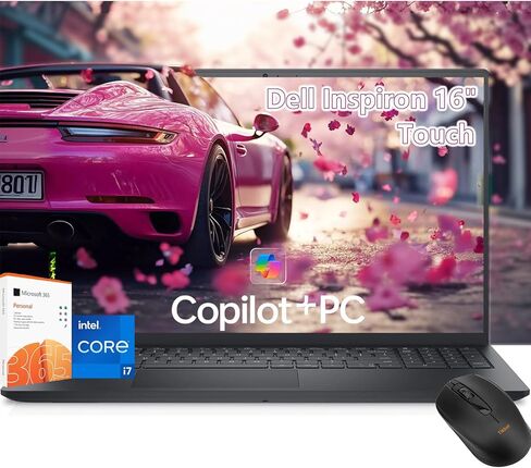 شاشة كمبيوتر محمول Dell inspiron 16 تعمل باللمس - Intel Core 7 150U Beat i7-1355U - شاشة 16 بوصة FHD+ تعمل باللمس - ذاكرة وصول عشوائي 32 جيجابايت | 1 تيرابايت PCIe SSD - Windows 11 Office 365 - لوحة مفاتيح بإضاءة خلفية - كمبيوتر شخصي مساعد، Portatil Work  in Kuwait