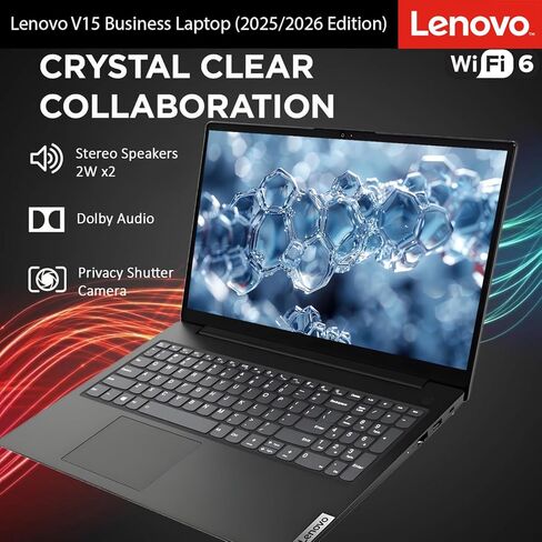 كمبيوتر محمول Lenovo 2026 New Business and Student V-Series، Ryzen 3 7320U (يتفوق على Intel i5-1235U)، 16 جيجابايت DDR5، 512 جيجابايت PCIE، شاشة 15.6 بوصة FHD، تصميم نحيف للغاية، عمر بطارية 14.5 ساعة، Windows 11 Pro in Saudi Arabia