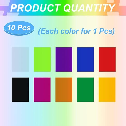 PATIKIL 11.7 x 8.3 Inch A4 Correction Gel Light Filter, 10PCS Colored Transparent Filter Film PVC Color Overlays Lighting Sheets for Reading Video Recording DIY Craft, 11 Colors in Saudi Arabia