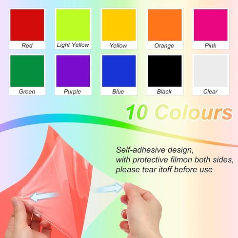 PATIKIL 11.7 x 8.3 Inch A4 Correction Gel Light Filter, 10PCS Colored Transparent Filter Film PVC Color Overlays Lighting Sheets for Reading Video Recording DIY Craft, 11 Colors in Saudi Arabia
