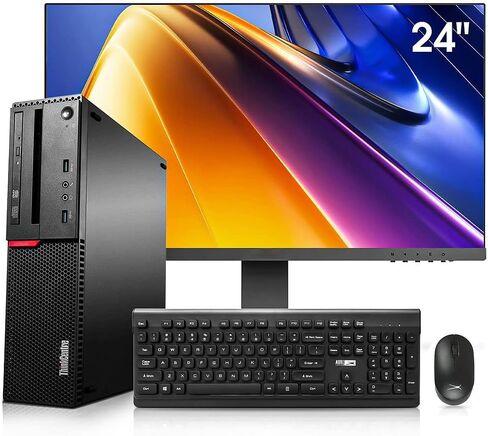 Lenovo Computer Desktop PC, New 24 Inch Monitor, Intel Core i7-6700, 32GB RAM 512GB SSD +2TB HDD, 2GB Graphics Card, HDMI, Wi-FI, Wireless Keyboard & Mouse (Renewed), Black in Saudi Arabia