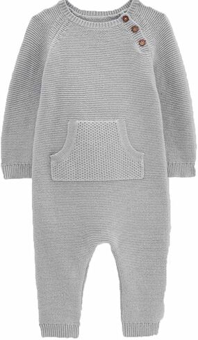 Carter's Just One You Unisex Baby Long Sleeve Sweater Knit One Piece Romper Jumpsuit - (Sea Grey, 12 Months) in Saudi Arabia