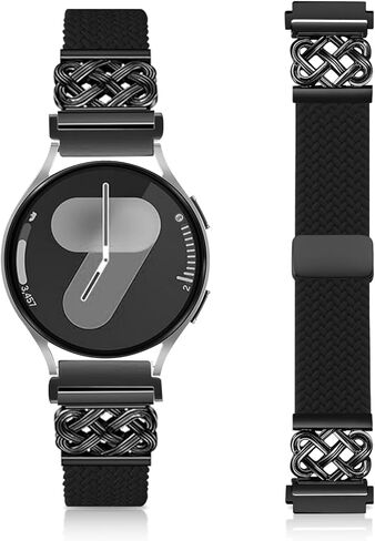 Braided Band Compatible with Samsung Galaxy Watch 7 6 5 4 FE Band 40mm 44mm/5 Pro/Watch 4&6 Classic/Active 2/Watch3 41mm, 20mm Soft Nylon Magnetic Stretch Strap with Designer Interlock Buckle in Kuwait