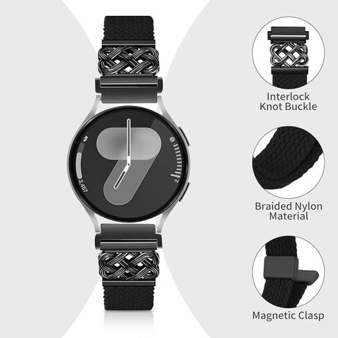 Braided Band Compatible with Samsung Galaxy Watch 7 6 5 4 FE Band 40mm 44mm/5 Pro/Watch 4&6 Classic/Active 2/Watch3 41mm, 20mm Soft Nylon Magnetic Stretch Strap with Designer Interlock Buckle in Saudi Arabia