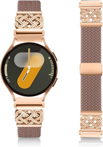 Braided Band Compatible with Samsung Galaxy Watch 7 6 5 4 FE Band 40mm 44mm/5 Pro/Watch 4&6 Classic/Active 2/Watch3 41mm, 20mm Soft Nylon Magnetic Stretch Strap with Designer Interlock Buckle in Saudi Arabia