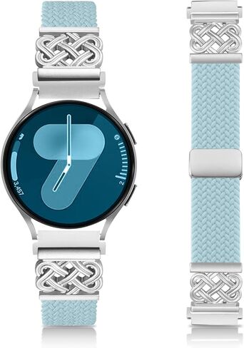 Braided Band Compatible with Samsung Galaxy Watch 7 6 5 4 FE Band 40mm 44mm/5 Pro/Watch 4&6 Classic/Active 2/Watch3 41mm, 20mm Soft Nylon Magnetic Stretch Strap with Designer Interlock Buckle in Saudi Arabia