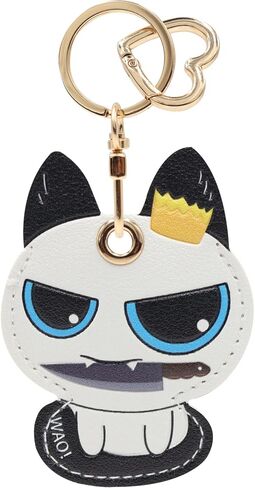 MC Fashion PU Leather Keychain Holder Compatible with AirTag, Cute Cat Charm Key Ring GPS Tracker Case in Saudi Arabia