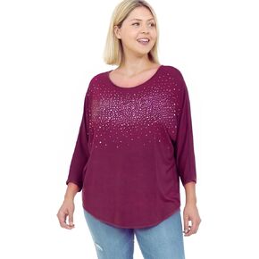 LEEBE Women and Plus Size Short Sleeve Studded Swing Tunic Top (Small-5X) in Saudi Arabia