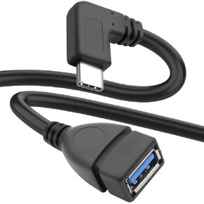 محول MEIRIYFA USB C إلى USB 3.0، 90 درجة USB 3.1 C ذكر إلى USB 3.0 A أنثى كابل OTG 5 جيجابت في الثانية سلك بيانات وشحن للهواتف اللوحية والكمبيوتر المحمول (أسود، 0.25 متر) in Kuwait
