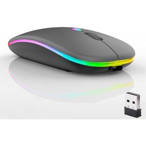 ماوس لاسلكي نحيف، 2.4 جيجا قابلة للشحن، نقرة صامتة، RGB، 1600 نقطة لكل بوصة، بطارية 500 مللي أمبير، متوافق مع Windows/Mac (أبيض) in Kuwait