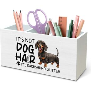 DILSJ Golden Retriever Gifts قلم رصاص منظم للمكتب، هدايا لمحبي الكلاب والأم والأب، الحياة أفضل مع علامات صندوق خشبي مسترد ذهبي لتزيين سطح الطاولة والمكتب المنزلي in Kuwait