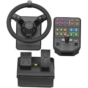 مجموعة المعدات الثقيلة Logitech G Farm Simulator (الجيل الثاني)، وحدة التحكم في عجلة القيادة لمحاكاة المزرعة 19 (أو أكبر)، العجلة، الدواسات، سطح التحكم في اللوحة الجانبية للمركبة للكمبيوتر الشخصي/PS4 (متجدد) in Kuwait