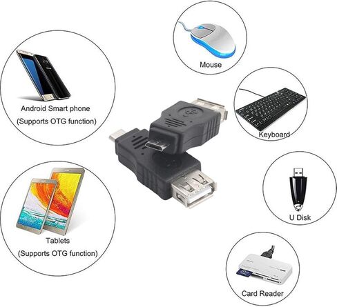 4 قطع USB2.0 أنثى إلى موصل Micro USB ذكر، محول من النوع A إلى Micro OTG لمحرك الفلاش ولوحة المفاتيح والماوس - متوافق مع هواتف Android والأجهزة اللوحية القديمة (أسود) in Kuwait