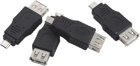 4 قطع USB2.0 أنثى إلى موصل Micro USB ذكر، محول من النوع A إلى Micro OTG لمحرك الفلاش ولوحة المفاتيح والماوس - متوافق مع هواتف Android والأجهزة اللوحية القديمة (أسود) in Kuwait
