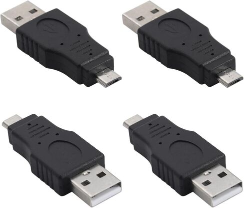 4 قطع USB2.0 أنثى إلى موصل Micro USB ذكر، محول من النوع A إلى Micro OTG لمحرك الفلاش ولوحة المفاتيح والماوس - متوافق مع هواتف Android والأجهزة اللوحية القديمة (أسود) in Kuwait