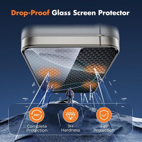 واقي شاشة لهاتف iPhone 17 Pro Max، تغطية كاملة من الزجاج المقسى 9H+، مضاد للخدش، خالي من الفقاعات، سهل التركيب in Saudi Arabia