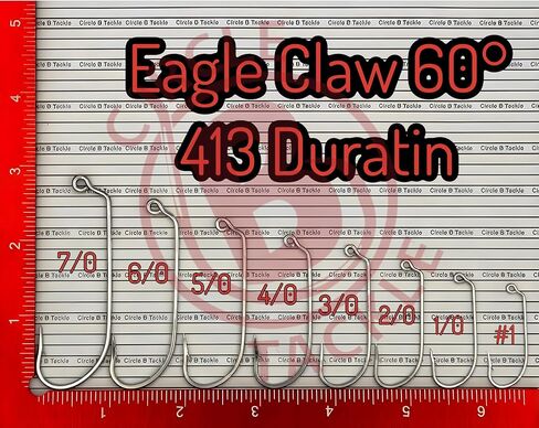 Eagle Claw 413 60° Heavy Wire O'Shaughnessy Bend Jig Hook Pack of 100 Size 1/0 to 7/0 Sea Guard Finish in Saudi Arabia