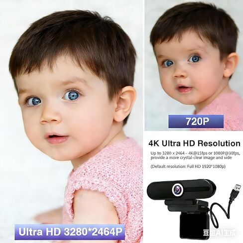 4K Webcam for DELL 15 Laptop-DC15250,with Microphone & Tripod& Privacy Cover & Plug&Play,Works Zoom/Teams/Skype/Google Meet in Saudi Arabia