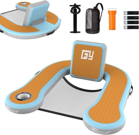 حمام سباحة قابلة للنفخ يطفو البالغين ، 300 رطل من الوزن ، كراسي بركة العائمة مع حامل كوب ＆ 20 ° -80 ° مسند الظهر القابل للتعديل ، تطفو البليار 1 حزمة in Kuwait