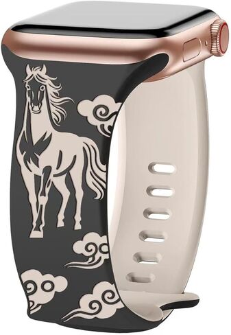 حزام ساعة من السيليكون بنمط حصان بلونين متوافق مع ساعة Apple Watch in Saudi Arabia