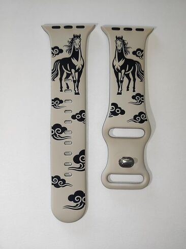Two-tone Horse-pattern Silicone Watch Strap Compatible with Apple Watch in Saudi Arabia