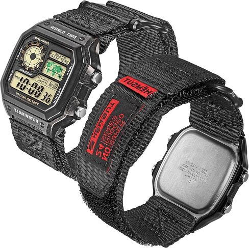 HEMSUT 18mm Quick Release Nylon Watch Band for G-Shock Compatible with Casio G-Shock AE/F/W Series (AE-1200, F-91W, W-735H, DW-H5600), Super Rugged Military Style Replacement Strap (Premium Seatbelt Nylon)​ in Saudi Arabia