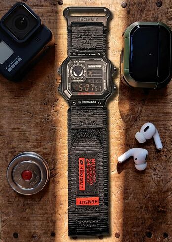 HEMSUT 18mm Quick Release Nylon Watch Band for G-Shock Compatible with Casio G-Shock AE/F/W Series (AE-1200, F-91W, W-735H, DW-H5600), Super Rugged Military Style Replacement Strap (Premium Seatbelt Nylon)​ in Saudi Arabia