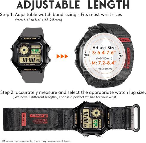 HEMSUT 18mm Quick Release Nylon Watch Band for G-Shock Compatible with Casio G-Shock AE/F/W Series (AE-1200, F-91W, W-735H, DW-H5600), Super Rugged Military Style Replacement Strap (Premium Seatbelt Nylon)​ in Saudi Arabia