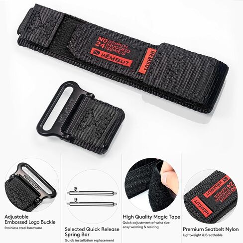 HEMSUT 18mm Quick Release Nylon Watch Band for G-Shock Compatible with Casio G-Shock AE/F/W Series (AE-1200, F-91W, W-735H, DW-H5600), Super Rugged Military Style Replacement Strap (Premium Seatbelt Nylon)​ in Saudi Arabia