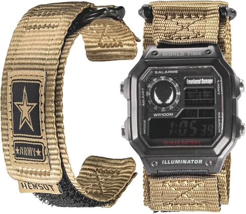 HEMSUT 18mm Quick Release Nylon Watch Band for G-Shock Compatible with Casio G-Shock AE/F/W Series (AE-1200, F-91W, W-735H, DW-H5600), Super Rugged Military Style Replacement Strap (Premium Seatbelt Nylon)​ in Saudi Arabia