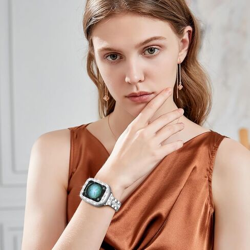Thin Metal Band Compatible with Apple Watch Bands for Women 40mm 44mm 38mm 41mm 42mm 45mm, Jewelry Metal Strap with 2 Bling PC Protective Case for iWatch Series 11 10 9 8 7 6 5 4 SE Ultra3 2 1 in Saudi Arabia