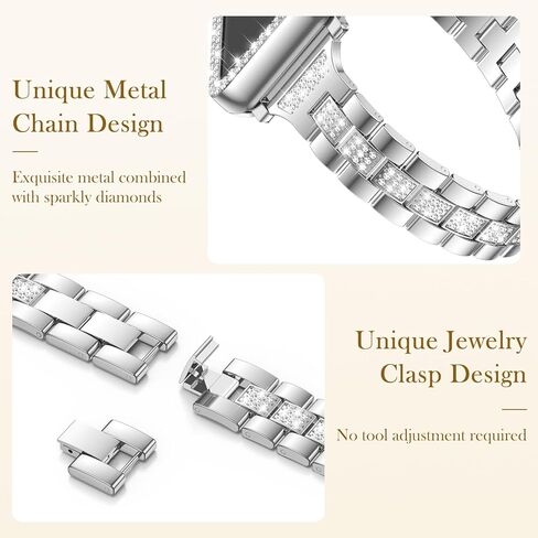 Thin Metal Band Compatible with Apple Watch Bands for Women 40mm 44mm 38mm 41mm 42mm 45mm, Jewelry Metal Strap with 2 Bling PC Protective Case for iWatch Series 11 10 9 8 7 6 5 4 SE Ultra3 2 1 in Saudi Arabia