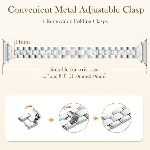 Thin Metal Band Compatible with Apple Watch Bands for Women 40mm 44mm 38mm 41mm 42mm 45mm, Jewelry Metal Strap with 2 Bling PC Protective Case for iWatch Series 11 10 9 8 7 6 5 4 SE Ultra3 2 1 in Saudi Arabia