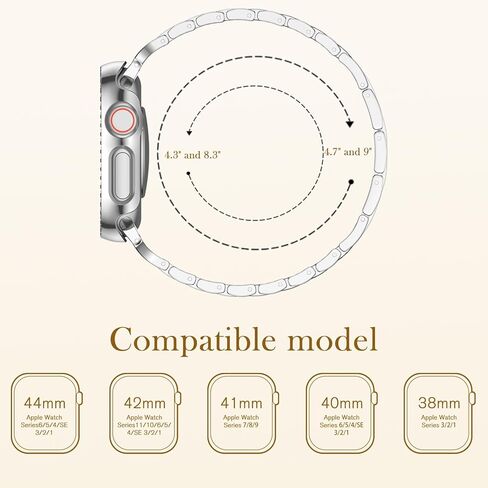Thin Metal Band Compatible with Apple Watch Bands for Women 40mm 44mm 38mm 41mm 42mm 45mm, Jewelry Metal Strap with 2 Bling PC Protective Case for iWatch Series 11 10 9 8 7 6 5 4 SE Ultra3 2 1 in Saudi Arabia