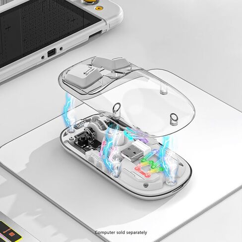 صحارى - ماوس لاسلكي | مصابيح LED ذات غلاف شفاف | بطارية قابلة للشحن | محول USB ونوع C | سلسلة الجليدية برو | واضح in Kuwait