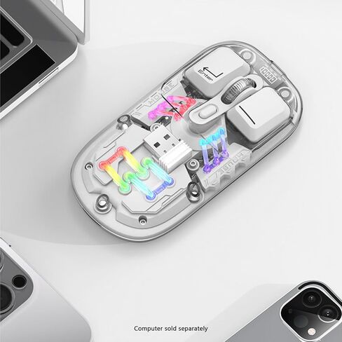 صحارى - ماوس لاسلكي | مصابيح LED ذات غلاف شفاف | بطارية قابلة للشحن | محول USB ونوع C | سلسلة الجليدية برو | واضح in Kuwait