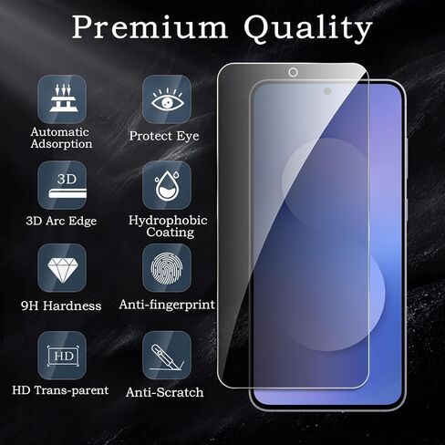 Privacy Screen Protector for Samsung Galaxy S25 FE, Shatterproof Tempered Glass Accessories, Anti Spy Tempered Glass Film, Case Friendly Ultra Resistant 9H Hardness Anti-Glare HD Black -3 Pack in Saudi Arabia
