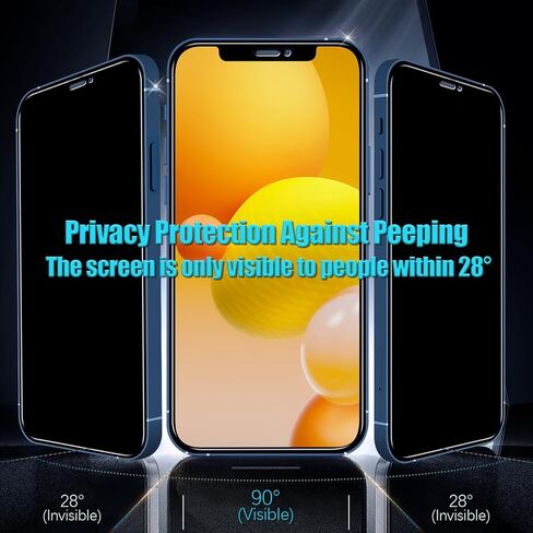 Slanku [3 Pack Privacy Screen Protector for iPhone 12, 12 Pro Tempered Glass Film, Anti-Spy, Full Coverage, Case Friendly in Saudi Arabia