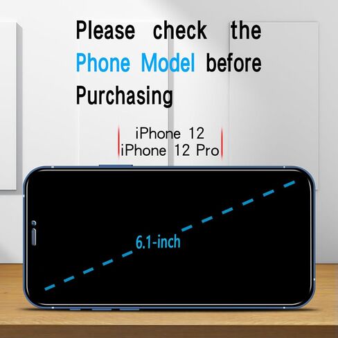 Slanku [3 Pack Privacy Screen Protector for iPhone 12, 12 Pro Tempered Glass Film, Anti-Spy, Full Coverage, Case Friendly in Saudi Arabia