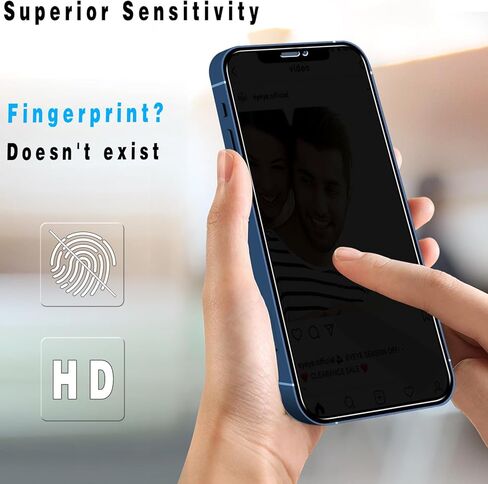 Slanku [3 Pack Privacy Screen Protector for iPhone 12, 12 Pro Tempered Glass Film, Anti-Spy, Full Coverage, Case Friendly in Saudi Arabia