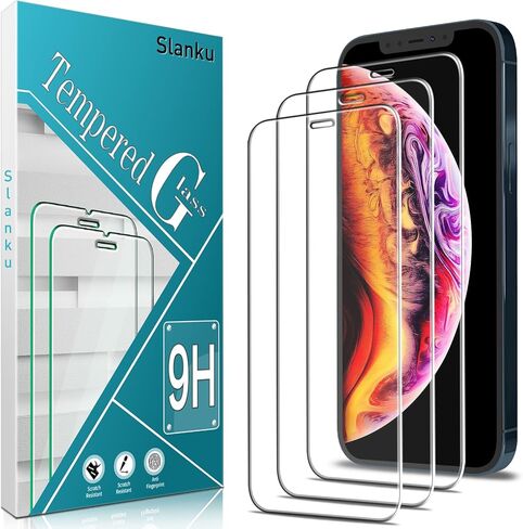 Slanku [3 Pack Privacy Screen Protector for iPhone 12, 12 Pro Tempered Glass Film, Anti-Spy, Full Coverage, Case Friendly in Saudi Arabia